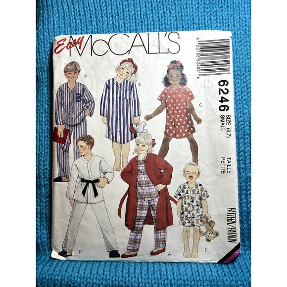 McCalls 6246 pattern Kids Girls night shirt pajama top pant short robe size 6 - Picture 1 of 5